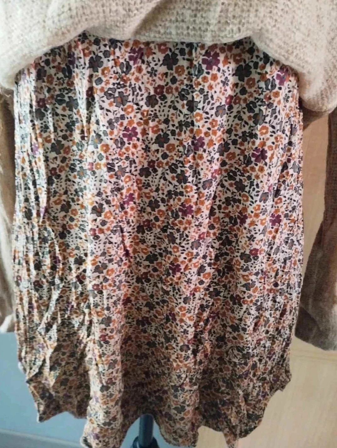 Pull marrom com suéteres florais por baixo, made in Italy T40 – photo 3